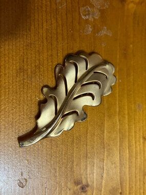 Gold Leaf Brooch - Elegant Metal Leaf Pin